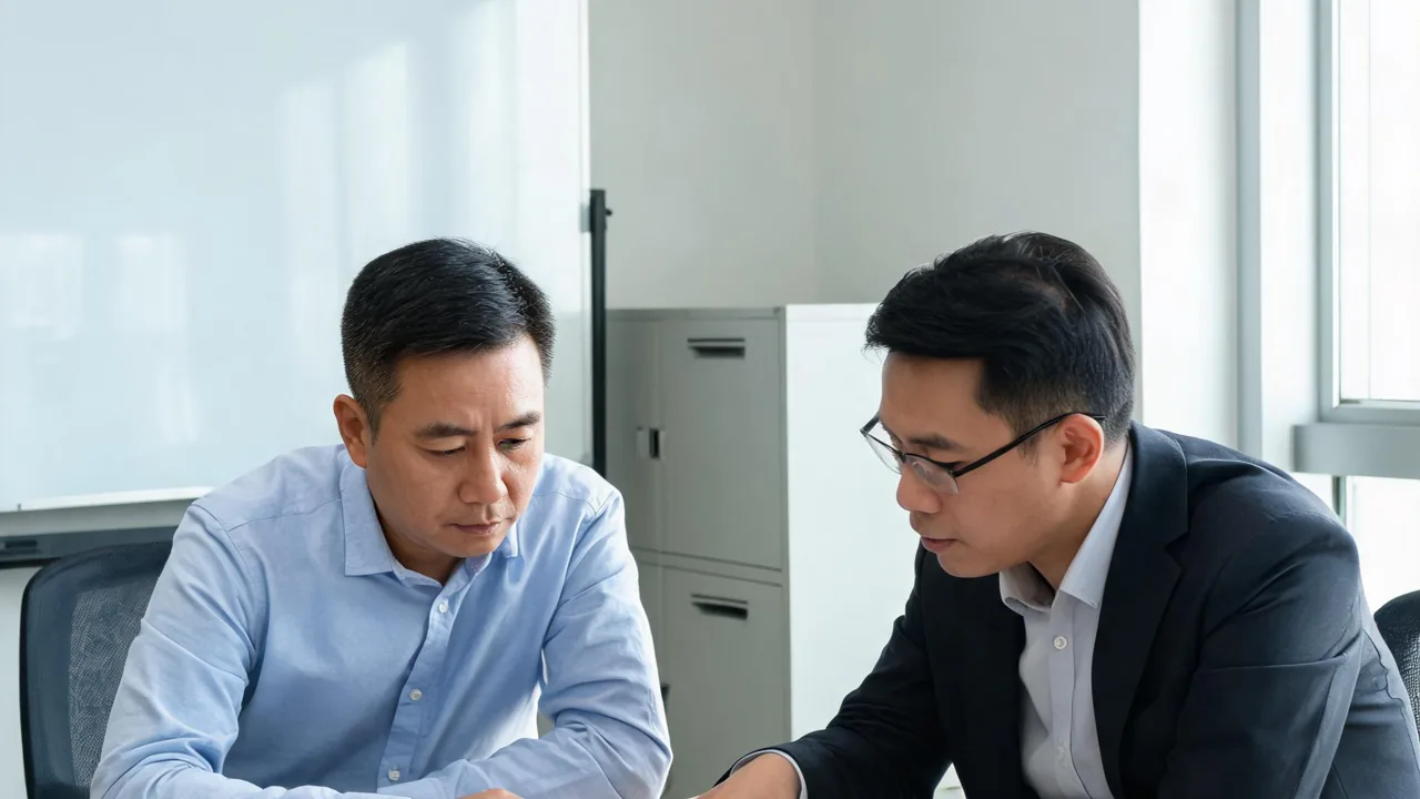 中小企业老板与服务商顾问围坐会议桌确认项目方案