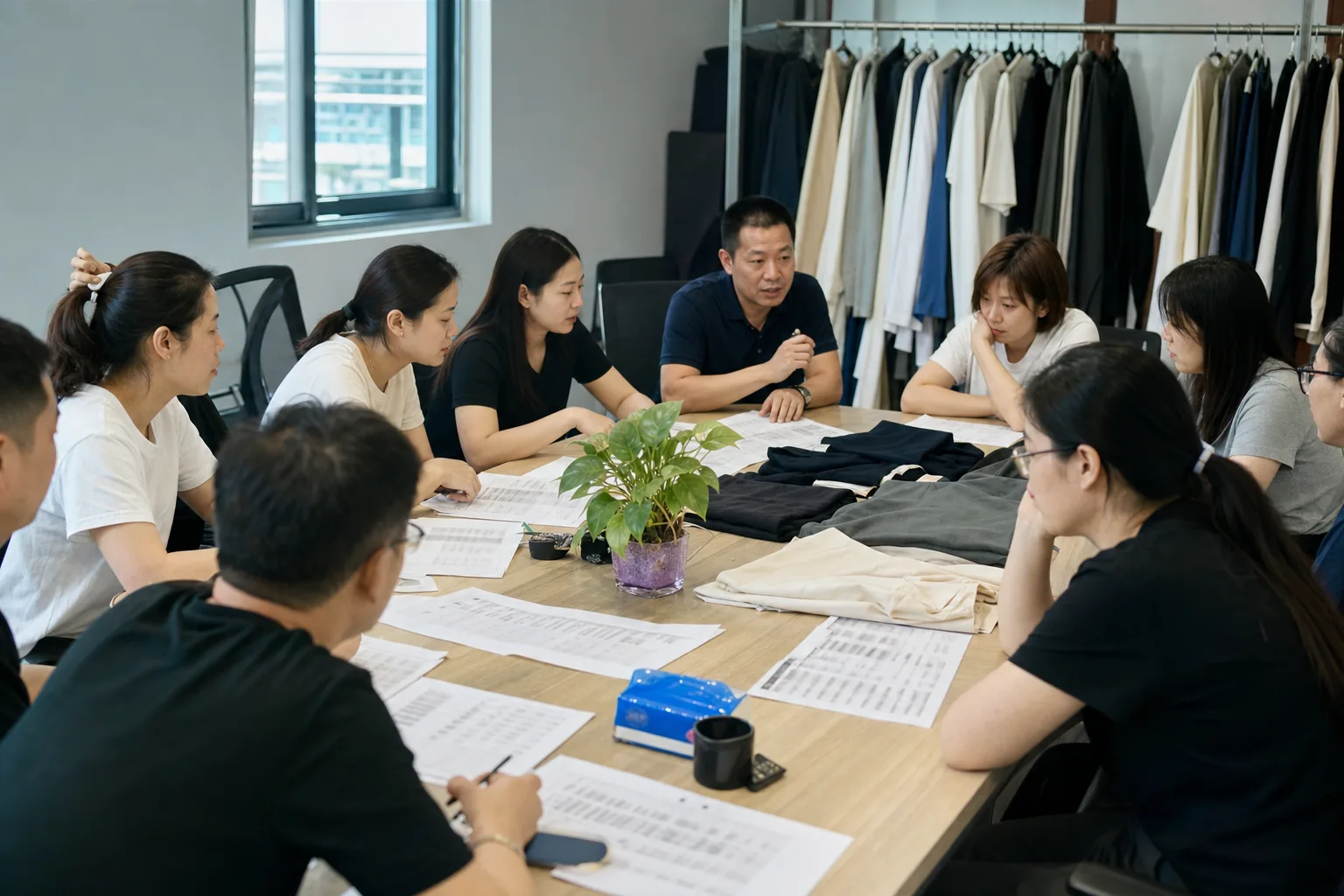服饰零售总部团队讨论多门店流程、制度和知识库建设